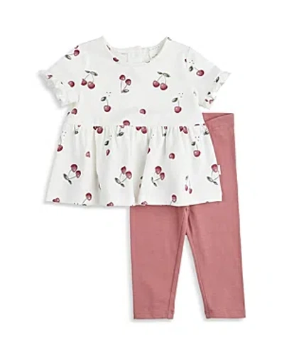 Firsts By Petit Lem Girls' Cherry Print Top & Leggings Set - Baby In Off White