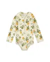 Firsts By Petit Lem Girls' Citrus Print Long Sleeved One Piece Swimsuit - Baby In Bei-beige
