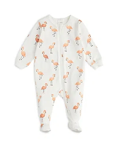 Firsts By Petit Lem Babies' Flamingo Print Stretch Organic Cotton Footie Pajamas In Off White