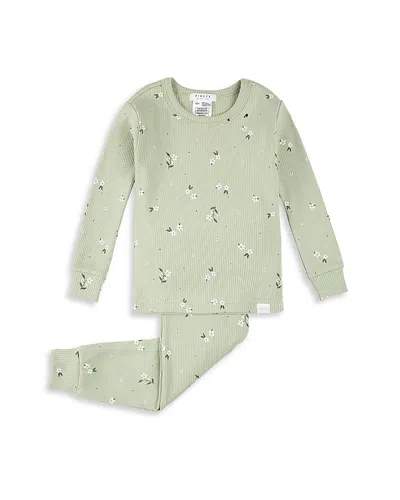 Firsts By Petit Lem Girls' Cotton Ditsy Floral Print Ribbed Pajama Set - Baby In Light Green