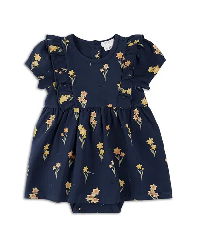Firsts By Petit Lem Girls' Daffodils Bodysuit Dress - Baby In Navy