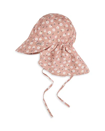 Firsts By Petit Lem Girls' Ditsy Daisies Print Flap Hat - Baby In Dusty Pink