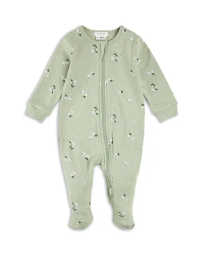 Firsts By Petit Lem Girls' Ditsy Floral Print Sleeper Footie - Baby In Light Green