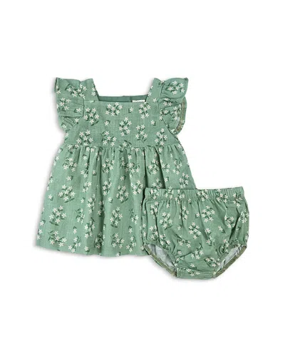 Firsts By Petit Lem Girls' Exotic Flowers Print Dress Set - Baby In Turquoise Light
