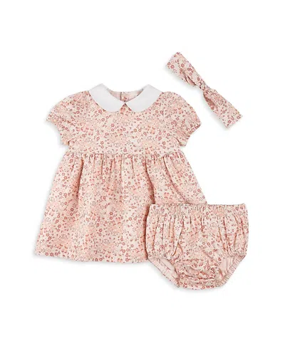 Firsts By Petit Lem Girls' Floral Poplin Dress Set - Baby In Light Pink