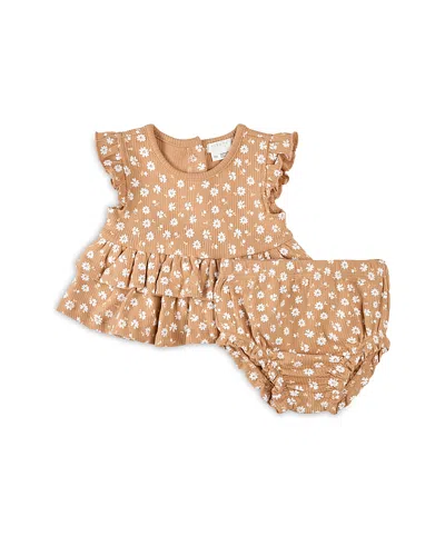 Firsts By Petit Lem Girls' Floral Print Top & Bloomer Set - Baby In Spice