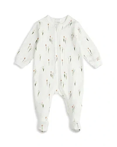 Firsts By Petit Lem Girls' Floral Tulips Print Sleeper Footie - Baby In Off White