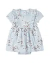 Firsts By Petit Lem Hydrangea Print Ruffle Skirted Bodysuit In Light Blue