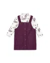 Firsts By Petit Lem Girls' Mockneck & Corduroy Overalls Dress Set - Baby In Dark Purple