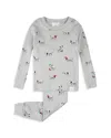 Firsts By Petit Lem Girls' Printed Long Sleeved Top & Pants Pajama Set - Baby In Gray