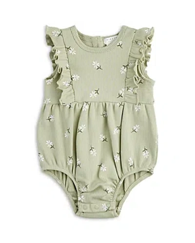 Firsts By Petit Lem Girls' Ruffled Trim Ribbed Romper - Baby In Light Green