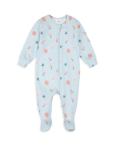 Firsts By Petit Lem Girls' Seashells Sleeper Footie - Baby In Blue