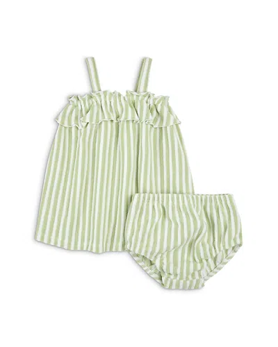 Firsts By Petit Lem Girls' Striped Dress Set - Baby In Green