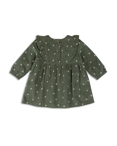 Firsts By Petit Lem Girls' Sweet Floral Corduroy Dress & Footed Tights Set - Baby In Green