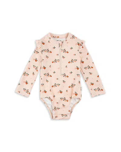 Firsts By Petit Lem Girls' Textured Rashguard Swimsuit - Baby In Light Pink