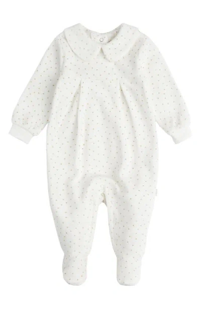 FIRSTS BY PETIT LEM GOLD DOT VELOUR FOOTIE