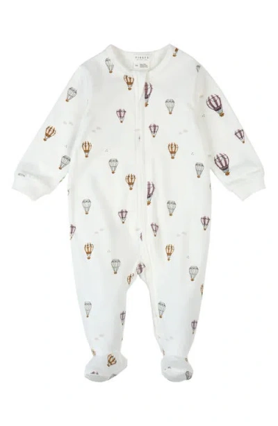 Firsts By Petit Lem Babies'  Hot Air Balloon Stretch Cotton Footie In White