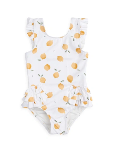 Firsts By Petit Lem Little Girl's Lemon Print One-piece Swimsuit In Off White