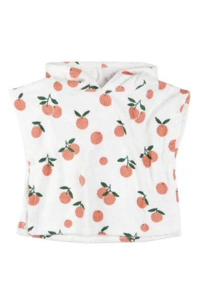 Firsts By Petit Lem Babies'  Oranges Beach Organic Cotton Terry Hooded Cover-up Poncho In Off White