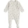 Firsts By Petit Lem Palm Tree Print Rib One-piece Footie Pajamas In Beige
