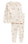 FIRSTS BY PETIT LEM FIRSTS BY PETIT LEM POND SKATING PRINT FITTED COTTON TWO-PIECE PAJAMAS