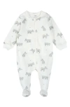 Firsts By Petit Lem Rhino Print Cotton Print One-piece Footed Pajamas In Off White