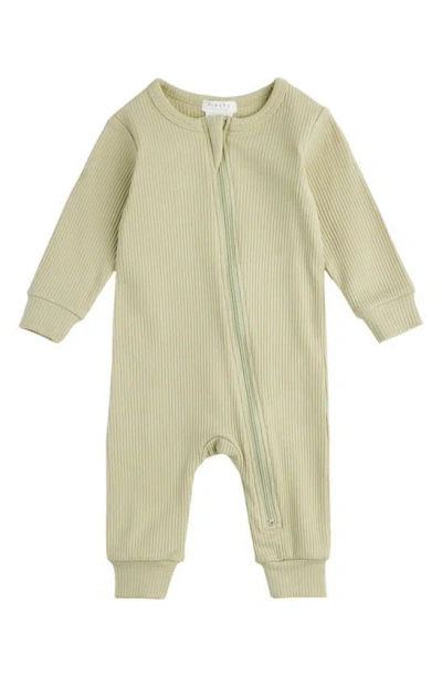 Firsts By Petit Lem Babies' Rib Fitted One-piece Pyjamas In Lim Green Lime
