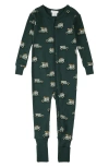 Firsts By Petit Lem Safari Suv Print One Piece Organic Cotton Convertible Footie Pajamas In Turquoise