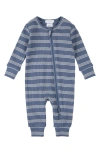 Firsts By Petit Lem Stripe Rib One-piece Pajamas In Blue