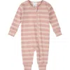Firsts By Petit Lem Stripe Rib One-piece Pajamas In Pink