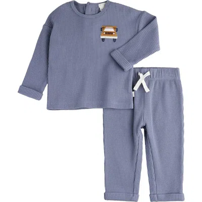 Firsts By Petit Lem Babies'  Take Me Home Thermal Top & Trousers In Blue