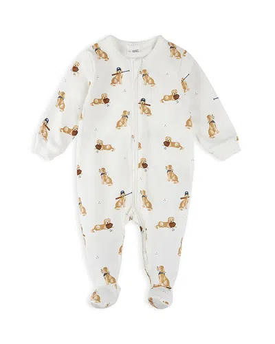 Firsts By Petit Lem Unisex Golden Retriever Print Sleeper Footie - Baby In Off-white