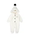 Firsts By Petit Lem Unisex Hooded Fleece Snowman Playsuit - Baby In White