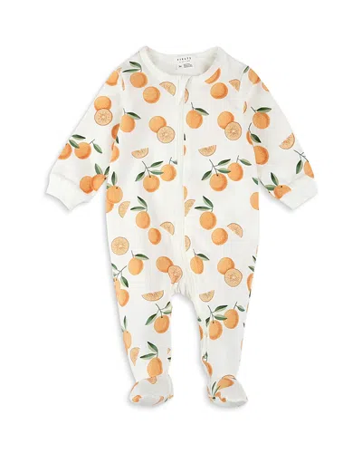 Firsts By Petit Lem Unisex Oranges Print Sleeper Footie - Baby In Off-white