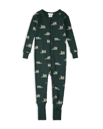 Firsts By Petit Lem Unisex Safari Suv Print Convertible Sleeper Pajama Coverall - Baby In Turquoise