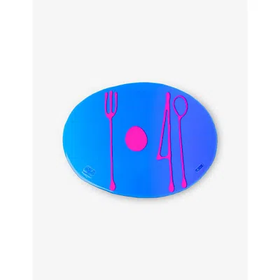Fish Design By Gaetano Pesce Clear Blue Fluro Fuchsia Tables Mates Resin Cutlery Placemat 50cm