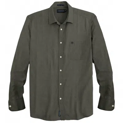 Fish Hippie Co Men's Rumfront Long Sleeve Shirt In Washed Black In Green