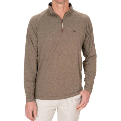 Fish Hippie Co Palma Quarter Zip Long Sleeve Shirt In Teak Heather In Multi