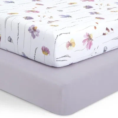 Fisher Price Evolur Be Wild Collection ( 2pc Sheet Set ), Dusty Light Purple & Flower Print In Dusty Purple & Flower Print