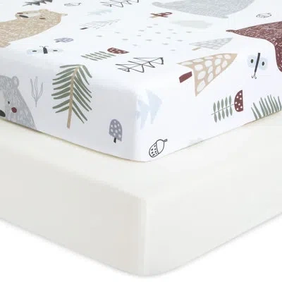 Fisher Price Evolur Grizzly Bear Collection ( 2pc Sheet Set ), Light White & Bear Print