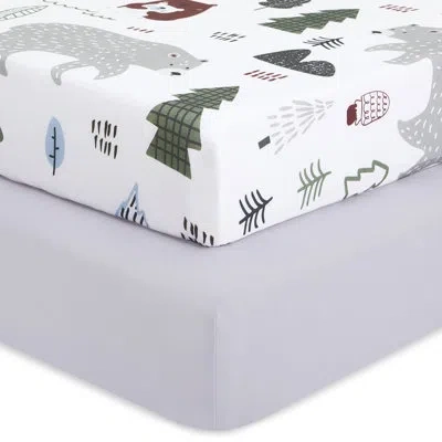 Fisher Price Evolur Grizzly Bear Collection ( 2pc Sheet Set ), Rocky Dark Grey & Bear Print In Rocky Grey & Bear Print
