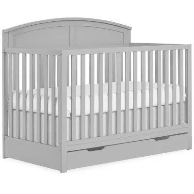 Fisher Price Jpma & Greenguard Gold Certified  Storybrooke 5 In 1 Convertible Crib With Under Drawer In Gray