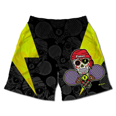 Fishirt Men's Activewear Shorts El Corsario Pirate Graphic Style - Black