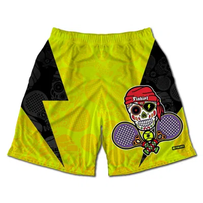 Fishirt Men's Activewear Shorts El Corsario Pirate Skull Graphic - Yellow