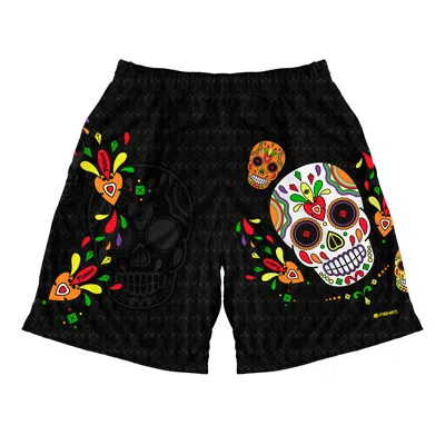 Fishirt Men's Activewear Shorts Mexican Skull Graphic Muertos Style - Black