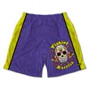 Fishirt Men's Pink / Purple Mexican Skull Graphic Fitness Shorts With Pockets - La Muertos Style In Multi
