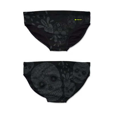 Fishirt Men's Swim Brief Mexican Skull Graphic Flamuertos Black In Blue