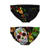 Fishirt Men's Swim Briefs Mexican Skull Graphic- Black In Black