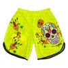 Fishirt Men's Yellow / Orange Swim Short Long Mexican Skull Graphic Style Muertos – Yellow In Yellow/orange