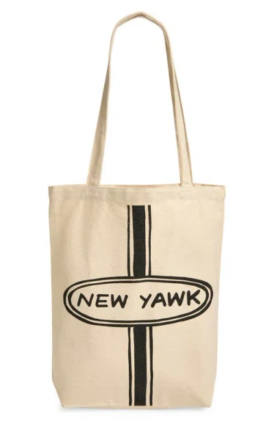 Fishs Eddy Brooklynese Medium New Yawk Canvas Tote In White/black
